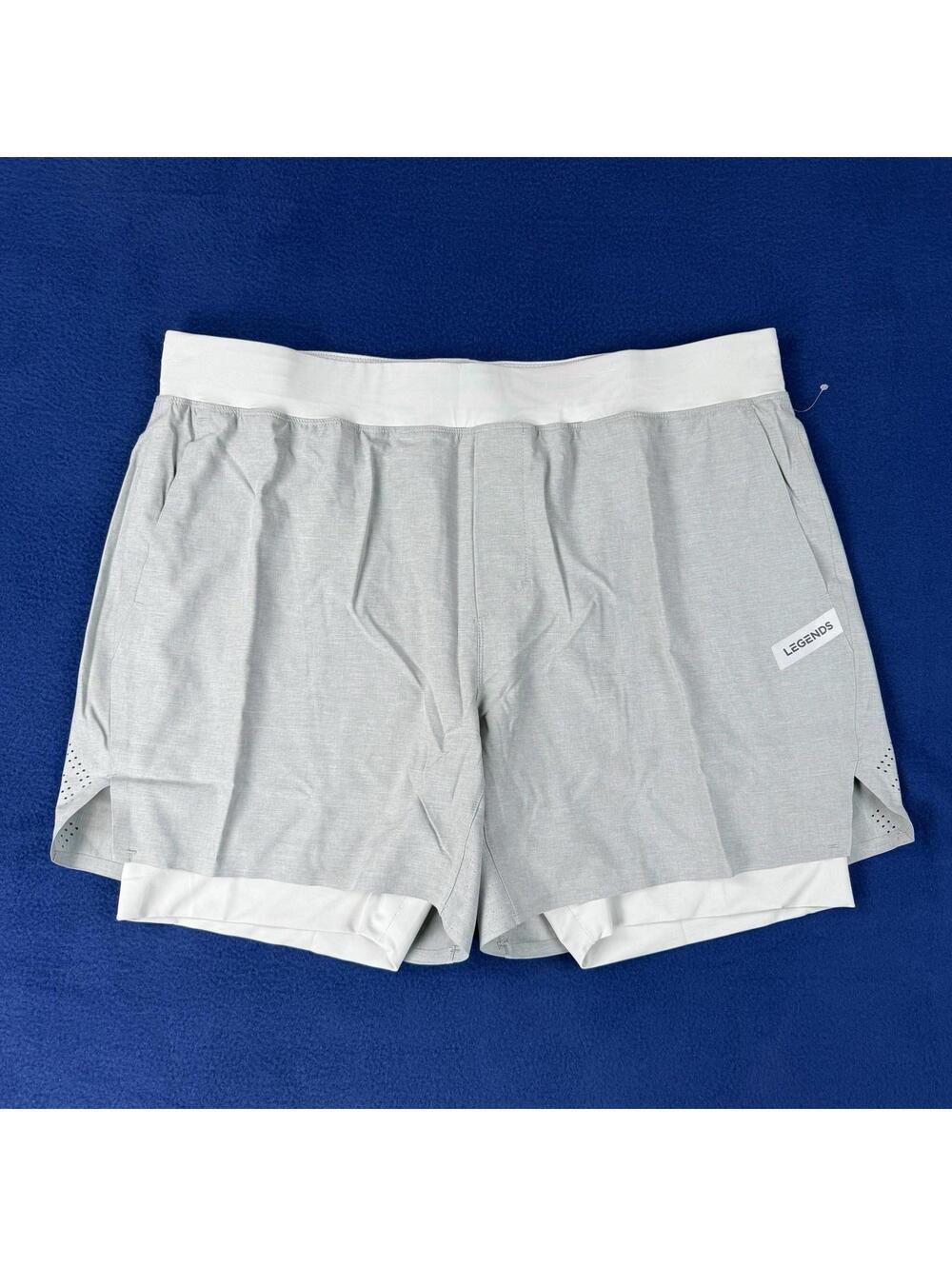 New Legends Forum Lite Short Platinum Men Size 2XL 4-Way Stretch Lined Gym Run